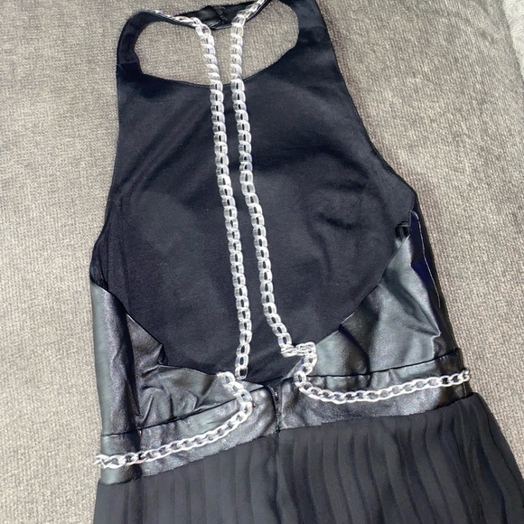 Halter maxi dress with leather top and chains with see through bottom and lining - Picture 7 of 10